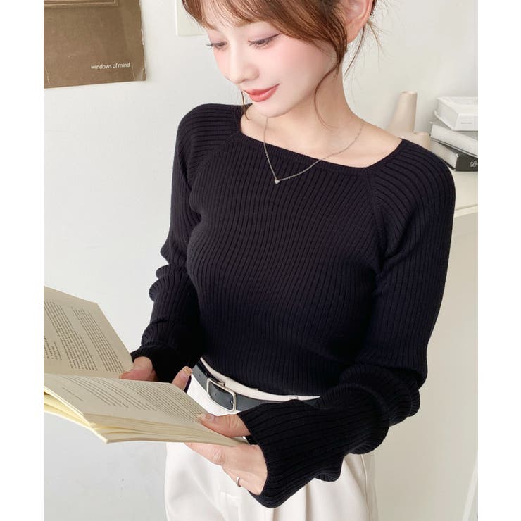 スクエアネックリブニットプルオーバー12G | moment+ | 詳細画像24 