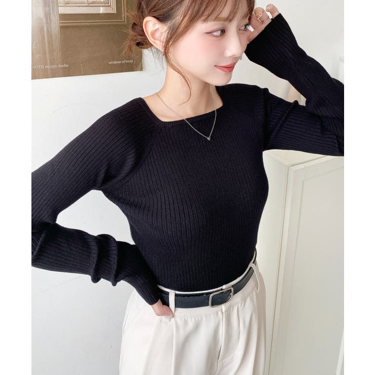 スクエアネックリブニットプルオーバー12G | moment+ | 詳細画像25 