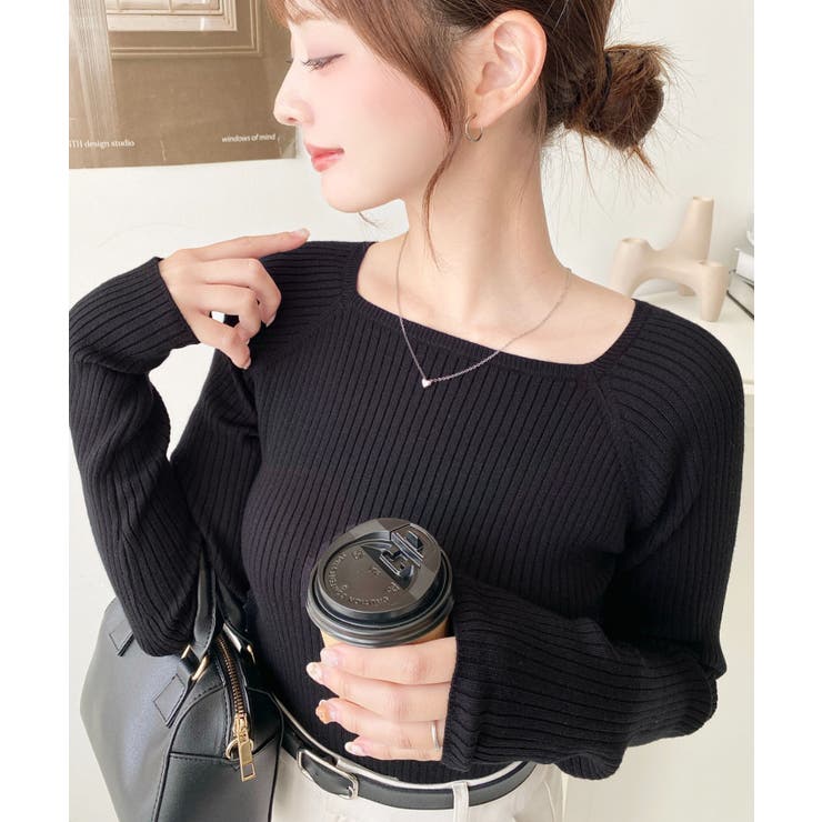 スクエアネックリブニットプルオーバー12G | moment+ | 詳細画像26 