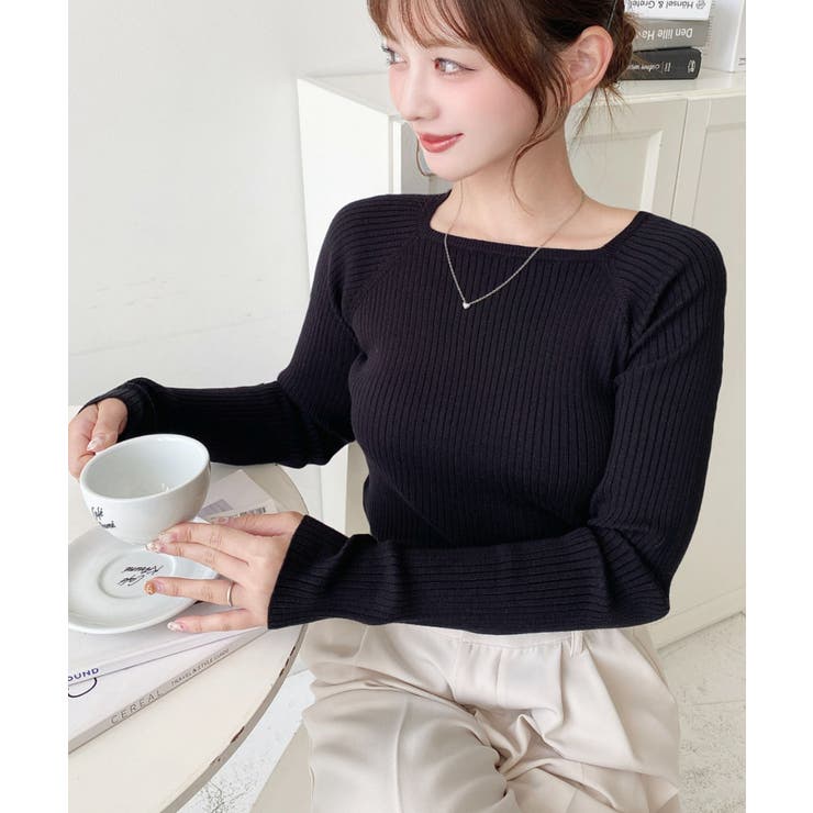 スクエアネックリブニットプルオーバー12G | moment+ | 詳細画像27 