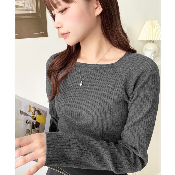 スクエアネックリブニットプルオーバー12G | moment+ | 詳細画像34 