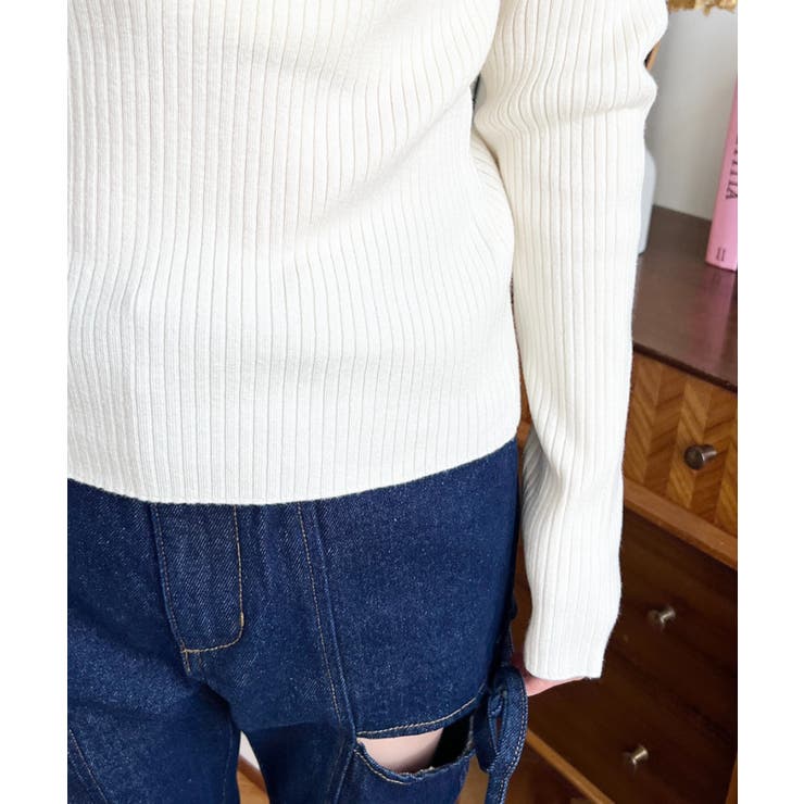 スクエアネックリブニットプルオーバー12G | moment+ | 詳細画像6 