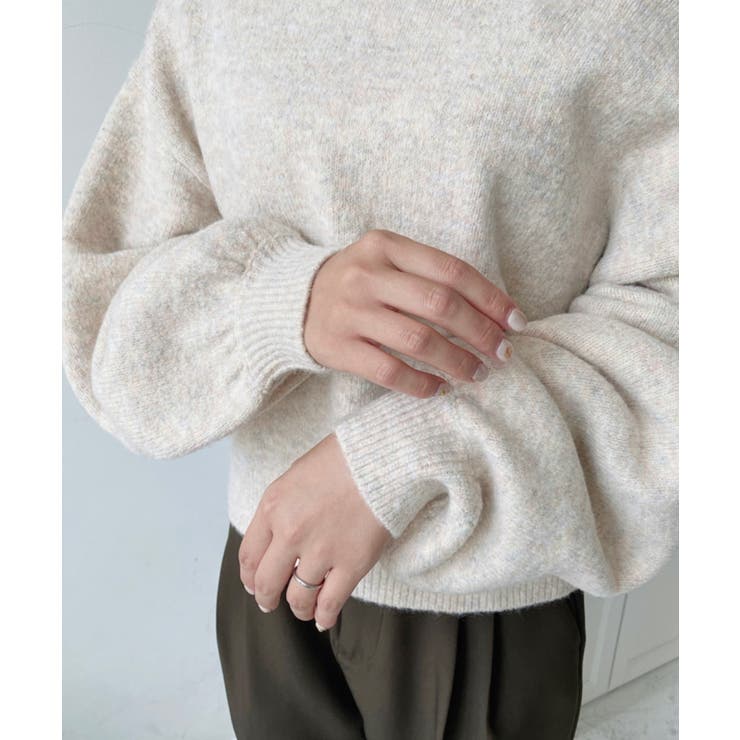 ショート丈ワンショルダーミックスニットプルオーバー | moment+ | 詳細画像15 