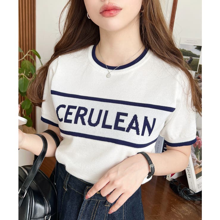 ロゴライン半袖ニットプルオーバー | moment+ | 詳細画像3 