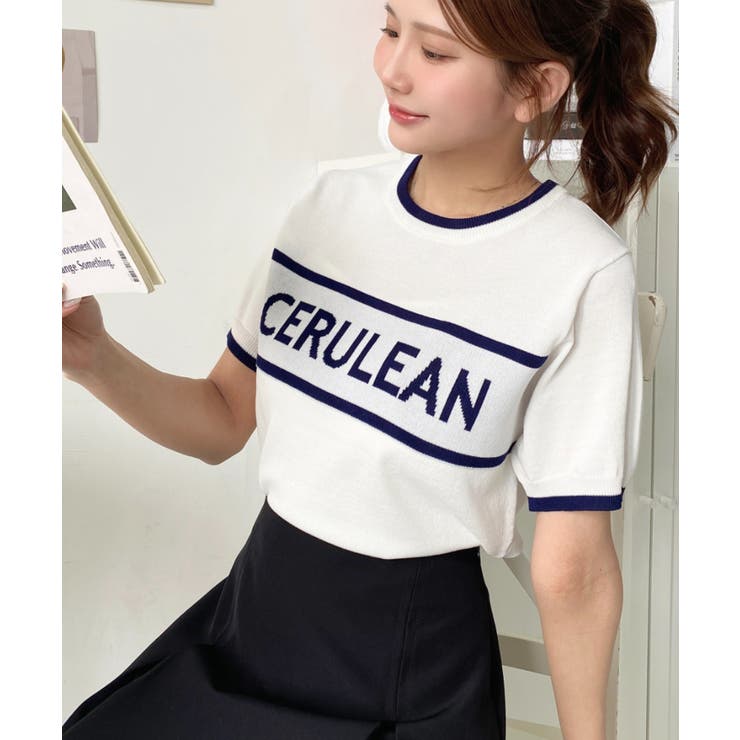 ロゴライン半袖ニットプルオーバー | moment+ | 詳細画像6 