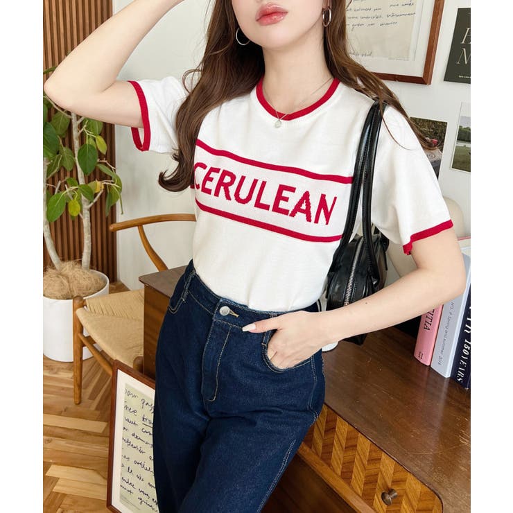 ロゴライン半袖ニットプルオーバー | moment+ | 詳細画像9 