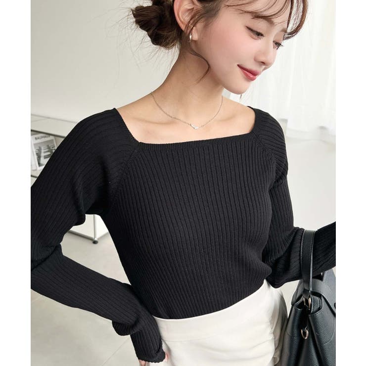 スクエアネックSSリブニットプルオーバー | moment+ | 詳細画像11 