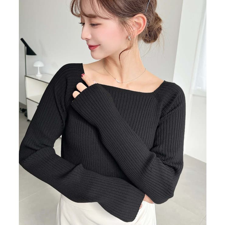 スクエアネックSSリブニットプルオーバー | moment+ | 詳細画像13 