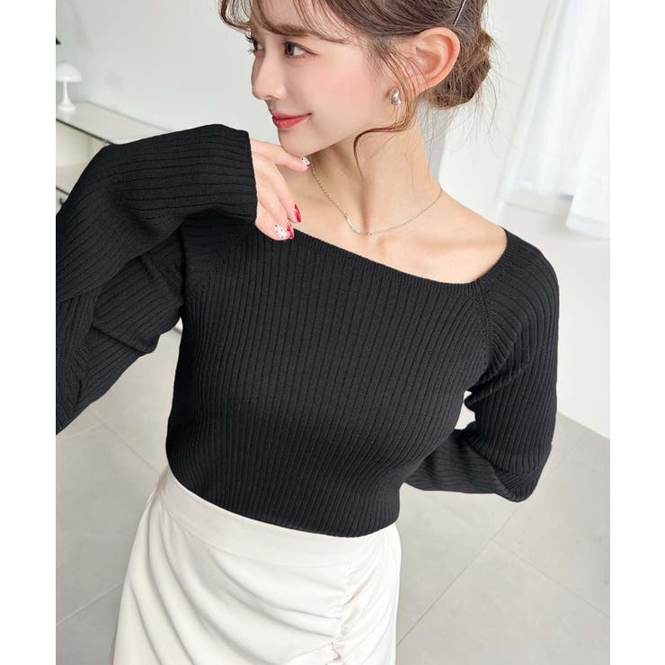 スクエアネックSSリブニットプルオーバー | moment+ | 詳細画像14 