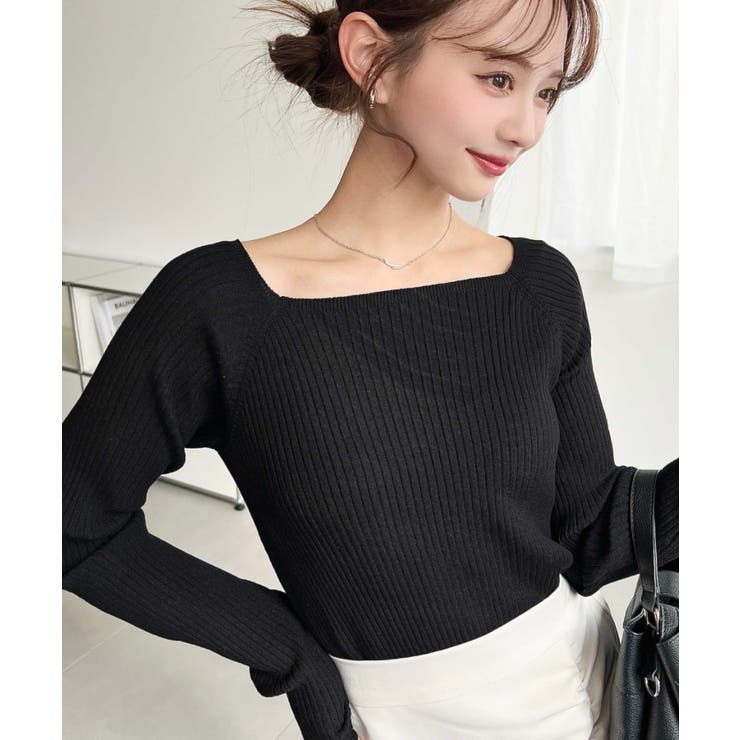 スクエアネックSSリブニットプルオーバー | moment+ | 詳細画像15 