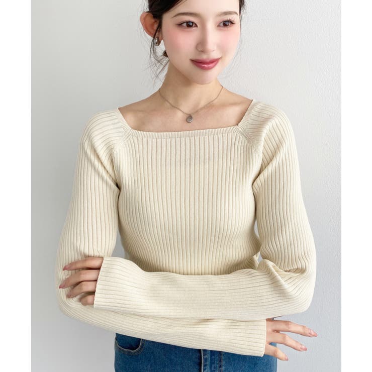 スクエアネックSSリブニットプルオーバー | moment+ | 詳細画像16 