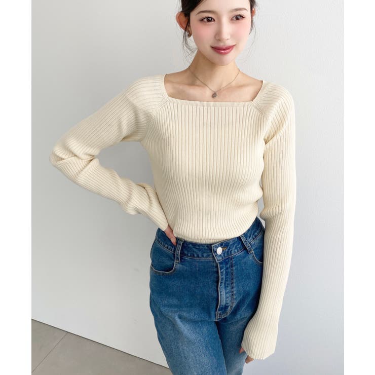 スクエアネックSSリブニットプルオーバー | moment+ | 詳細画像19 