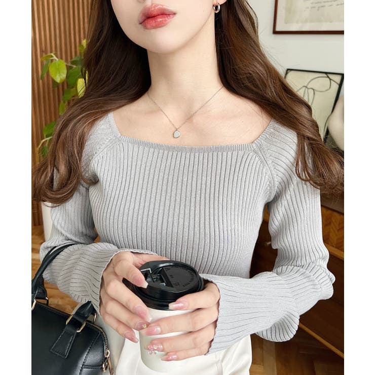 スクエアネックSSリブニットプルオーバー | moment+ | 詳細画像25 