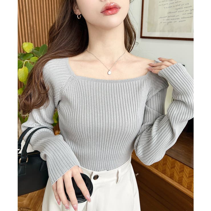 スクエアネックSSリブニットプルオーバー | moment+ | 詳細画像26 