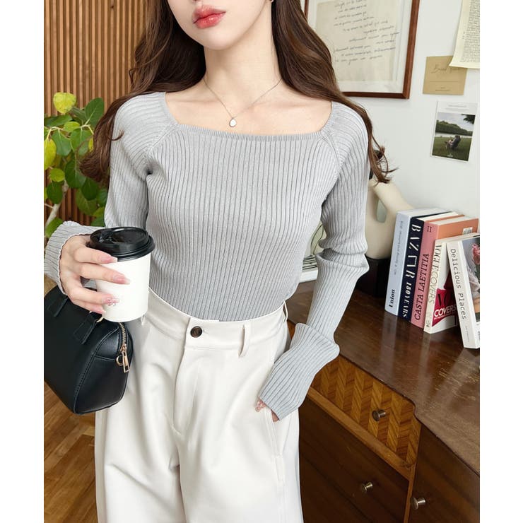 スクエアネックSSリブニットプルオーバー | moment+ | 詳細画像27 