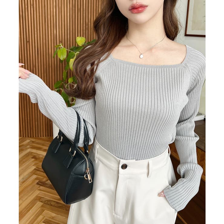 スクエアネックSSリブニットプルオーバー | moment+ | 詳細画像28 