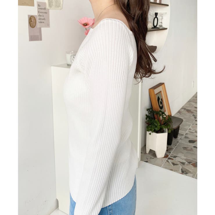 スクエアネックSSリブニットプルオーバー | moment+ | 詳細画像9 