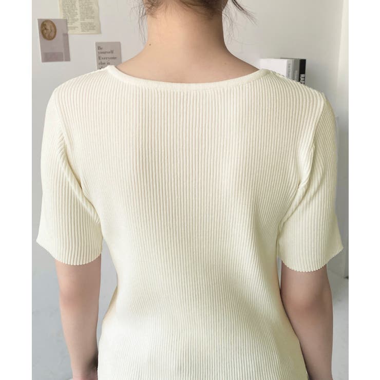 クロスストラップSS半袖リブニットプルオーバー | moment+ | 詳細画像25 