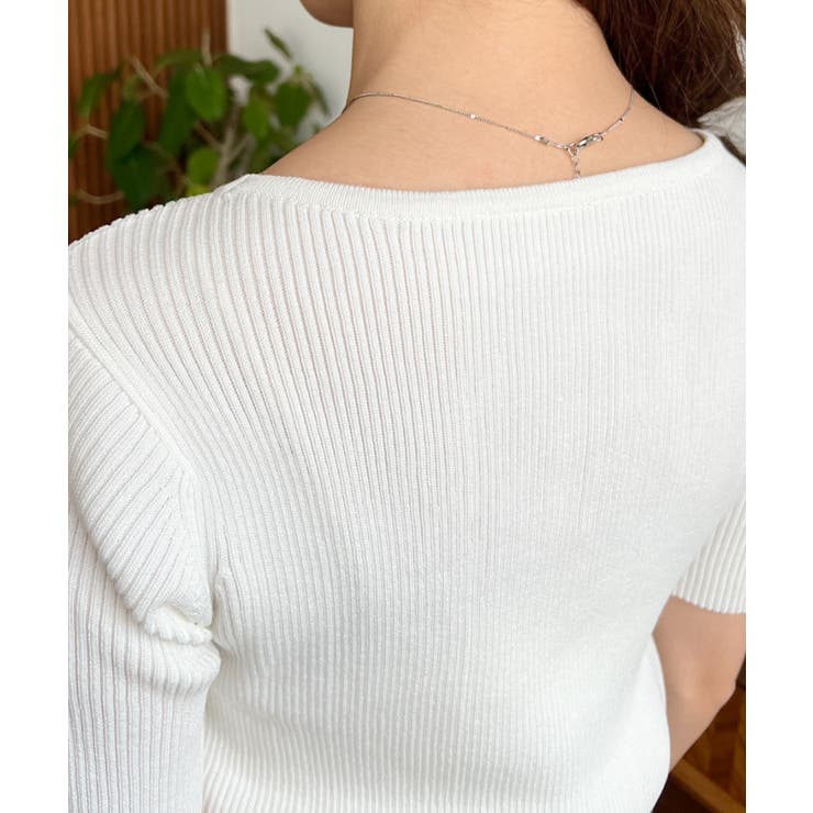 リボンレイヤード風SS半袖リブニットプルオーバー | moment+ | 詳細画像19 