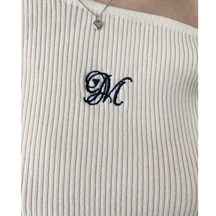 ワンショルドロストワンポイント刺繍SS半袖リブニットプルオーバー | moment+ | 詳細画像22 