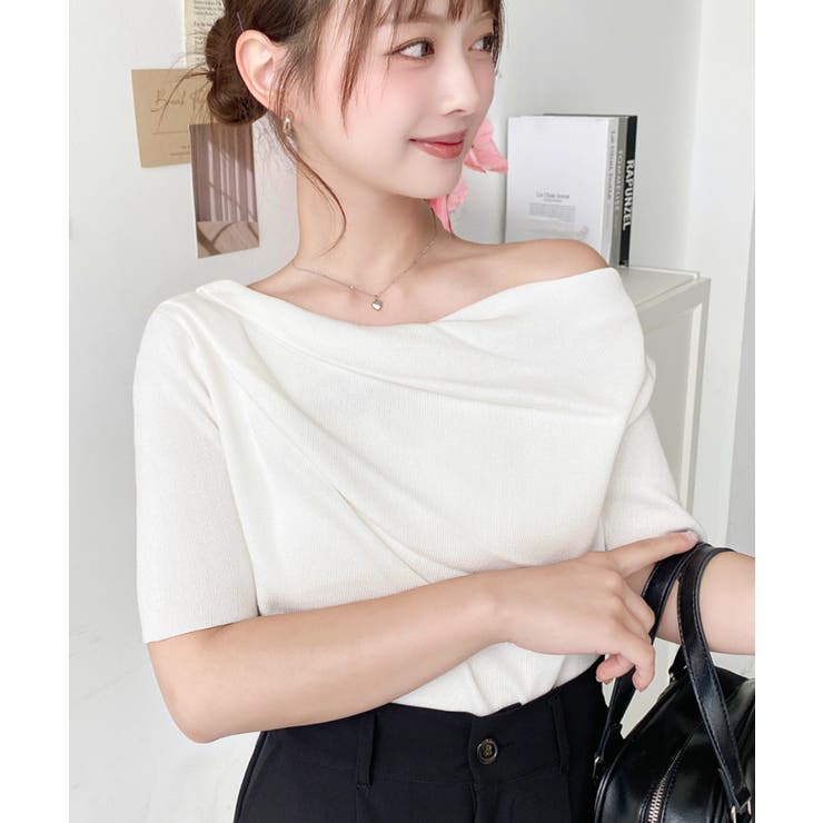 フレンチスリーブワンショルドレープカットソー | moment+ | 詳細画像12 