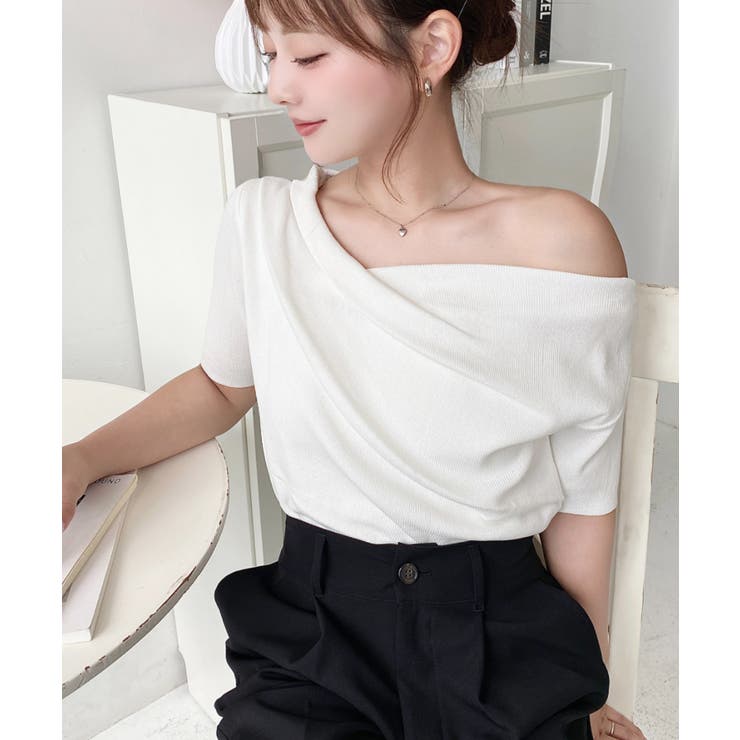 フレンチスリーブワンショルドレープカットソー | moment+ | 詳細画像13 