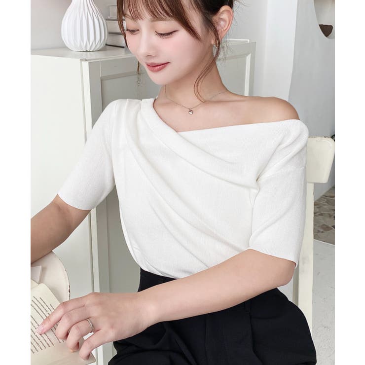 フレンチスリーブワンショルドレープカットソー | moment+ | 詳細画像15 