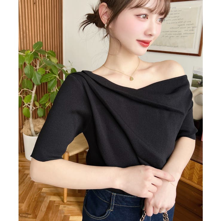 フレンチスリーブワンショルドレープカットソー | moment+ | 詳細画像16 