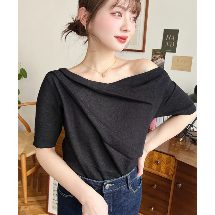 フレンチスリーブワンショルドレープカットソー | moment+ | 詳細画像29 