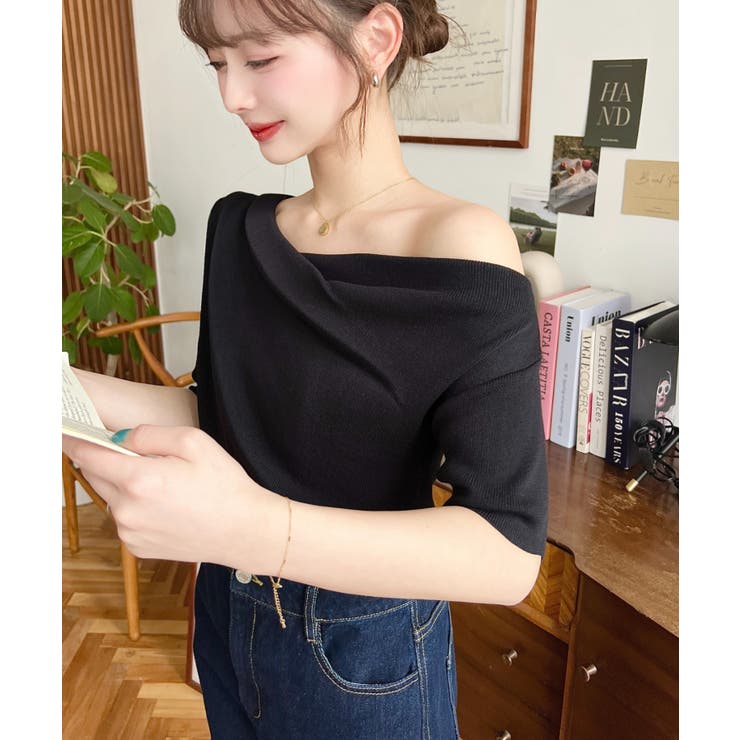 フレンチスリーブワンショルドレープカットソー | moment+ | 詳細画像17 