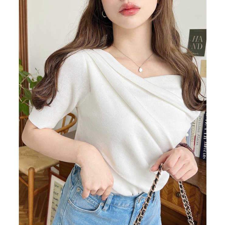 フレンチスリーブワンショルドレープカットソー | moment+ | 詳細画像2 