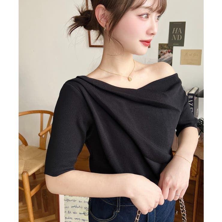 フレンチスリーブワンショルドレープカットソー | moment+ | 詳細画像18 