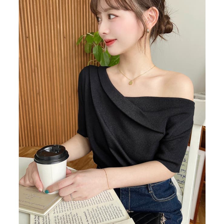 フレンチスリーブワンショルドレープカットソー | moment+ | 詳細画像19 