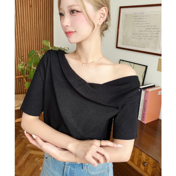 フレンチスリーブワンショルドレープカットソー | moment+ | 詳細画像20 