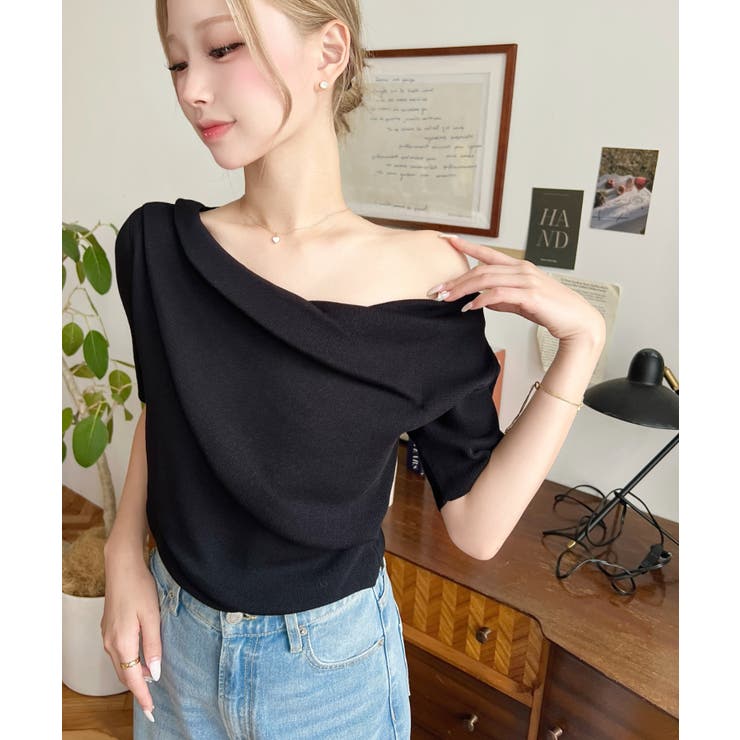 フレンチスリーブワンショルドレープカットソー | moment+ | 詳細画像23 