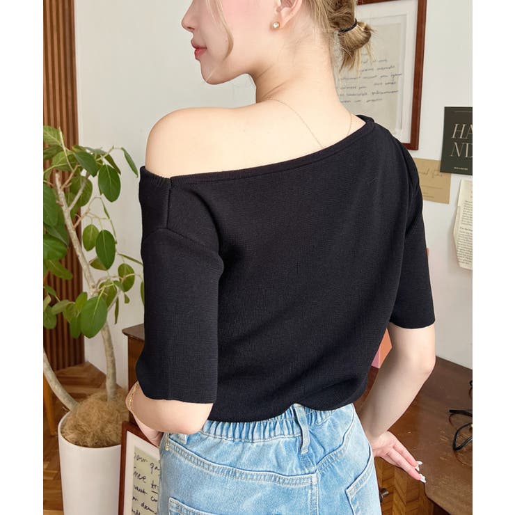 フレンチスリーブワンショルドレープカットソー | moment+ | 詳細画像24 