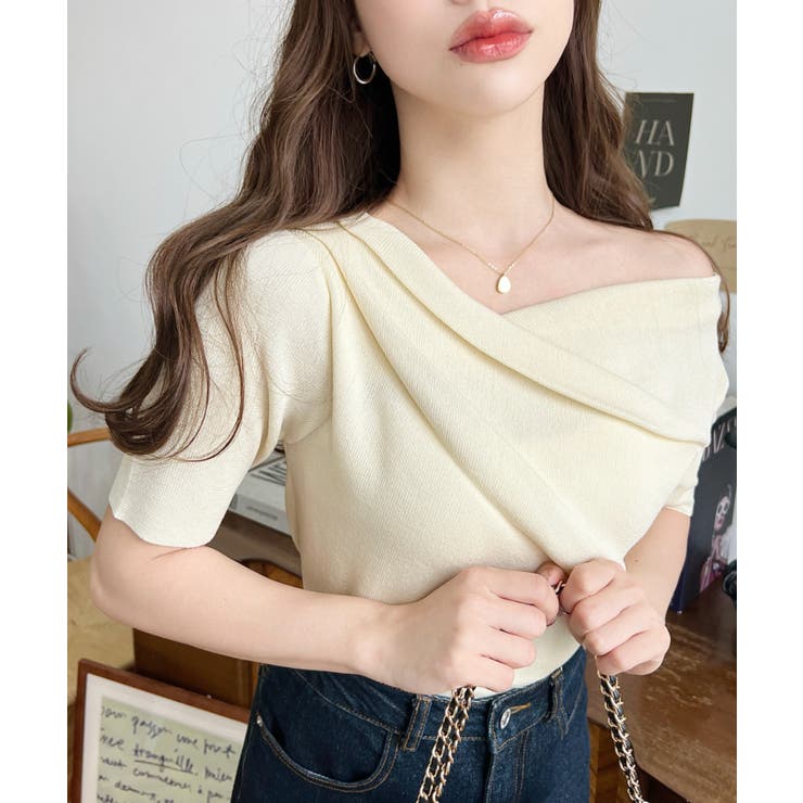 フレンチスリーブワンショルドレープカットソー | moment+ | 詳細画像25 