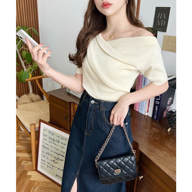 フレンチスリーブワンショルドレープカットソー | moment+ | 詳細画像27 