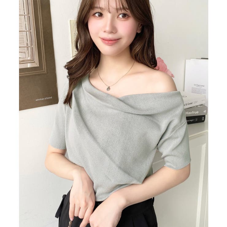 フレンチスリーブワンショルドレープカットソー | moment+ | 詳細画像3 