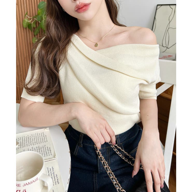 フレンチスリーブワンショルドレープカットソー | moment+ | 詳細画像28 