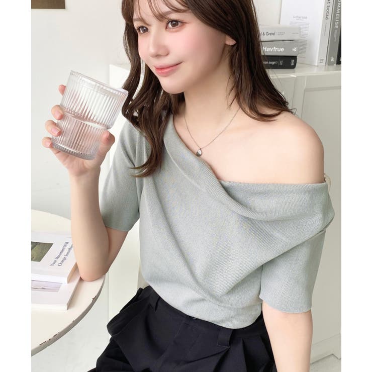 フレンチスリーブワンショルドレープカットソー | moment+ | 詳細画像5 