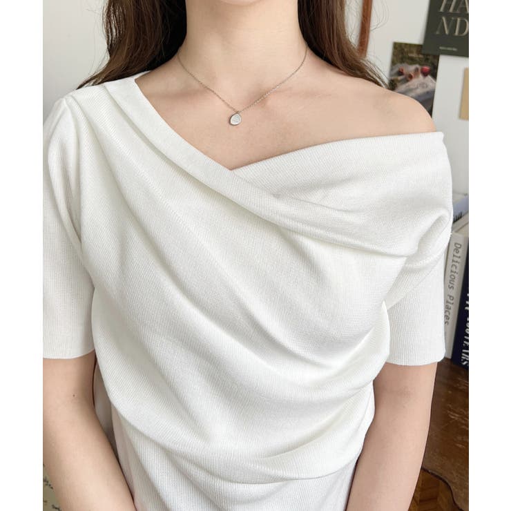 フレンチスリーブワンショルドレープカットソー | moment+ | 詳細画像6 