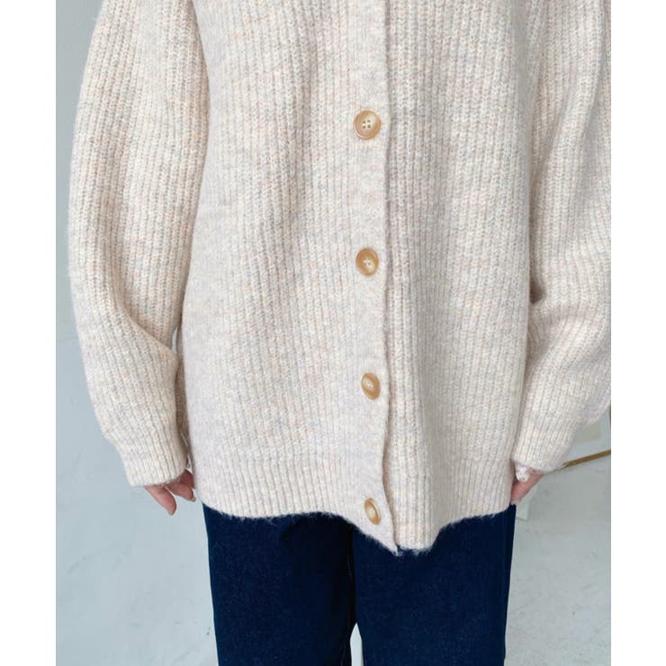 VネックルーズMIXニットカーディガン | moment+ | 詳細画像10 