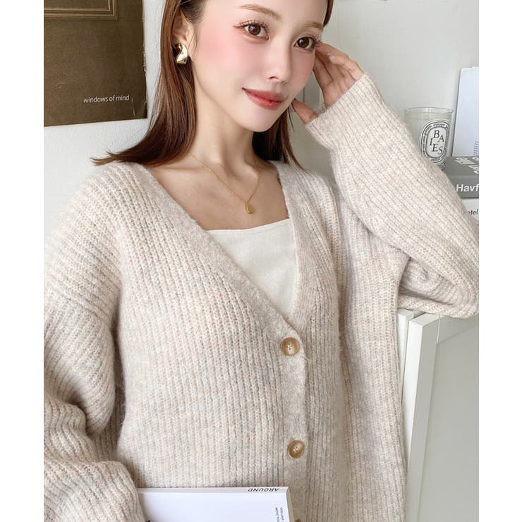 VネックルーズMIXニットカーディガン | moment+ | 詳細画像14 