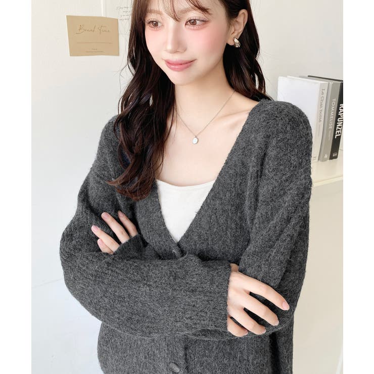 VネックルーズMIXニットカーディガン | moment+ | 詳細画像18 