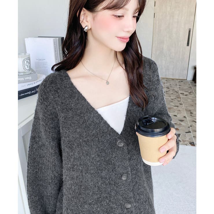 VネックルーズMIXニットカーディガン | moment+ | 詳細画像19 