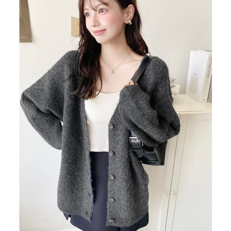 VネックルーズMIXニットカーディガン | moment+ | 詳細画像20 