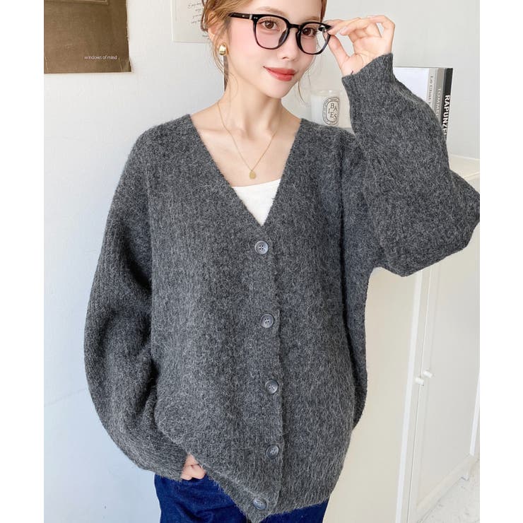 VネックルーズMIXニットカーディガン | moment+ | 詳細画像21 