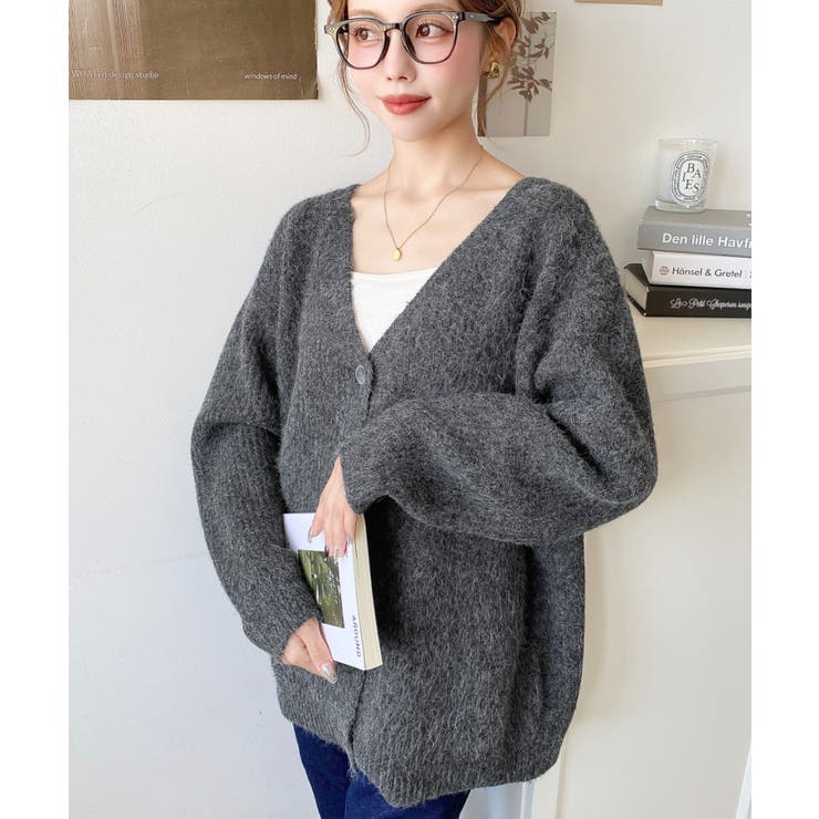 VネックルーズMIXニットカーディガン | moment+ | 詳細画像22 