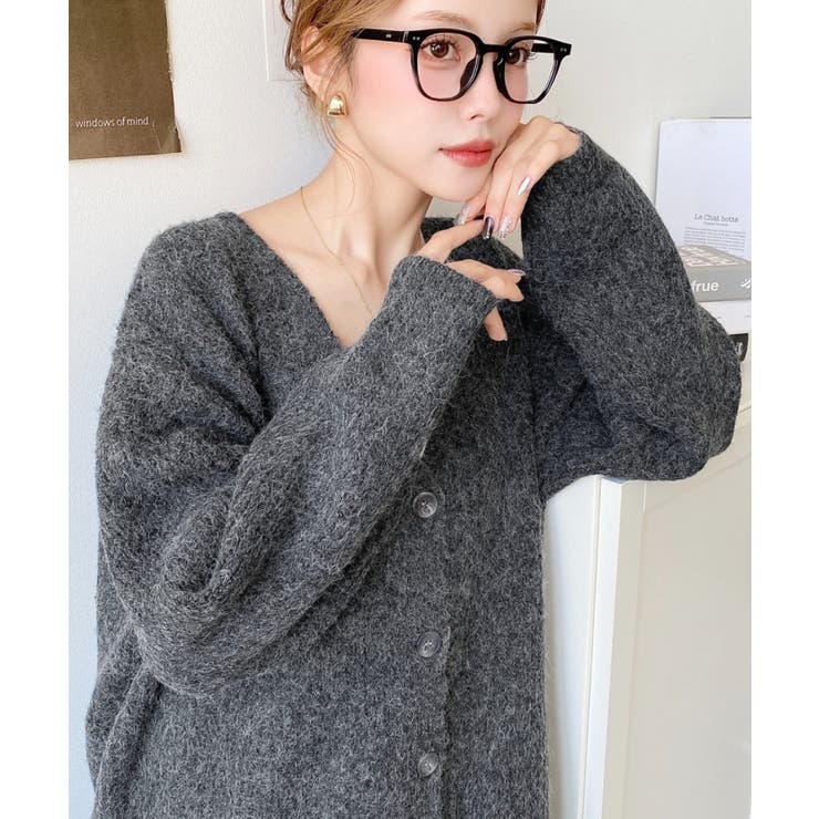 VネックルーズMIXニットカーディガン | moment+ | 詳細画像23 